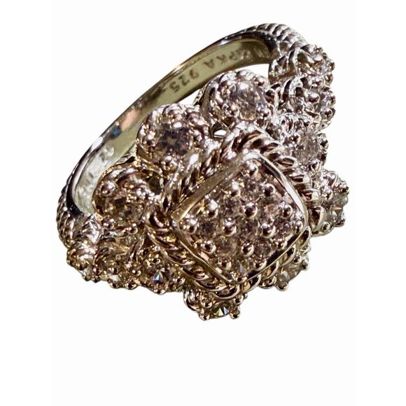 Gorgeous Judith Ripka Sterling Silver 925 Vintage Statement Flower Ring Size 9 - Picture 2 of 5
